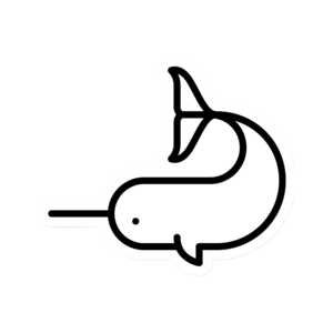 Narwhal Black and White Fell Sticker